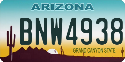 AZ license plate BNW4938