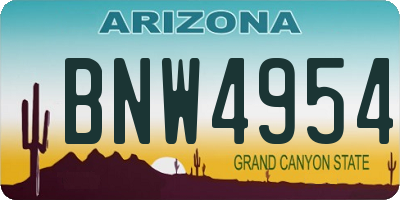 AZ license plate BNW4954