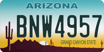 AZ license plate BNW4957