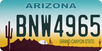 AZ license plate BNW4965