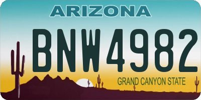 AZ license plate BNW4982