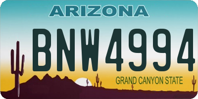 AZ license plate BNW4994