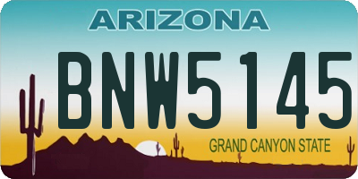 AZ license plate BNW5145