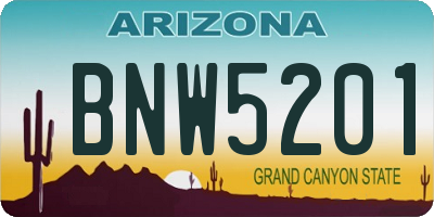 AZ license plate BNW5201