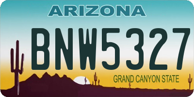 AZ license plate BNW5327