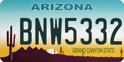 AZ license plate BNW5332