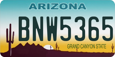 AZ license plate BNW5365