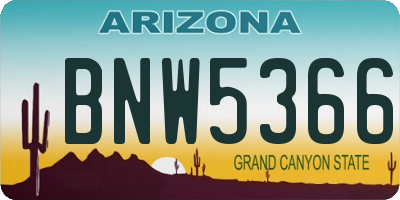 AZ license plate BNW5366