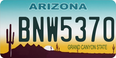 AZ license plate BNW5370