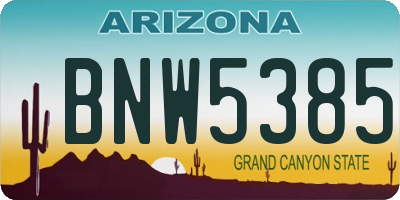 AZ license plate BNW5385