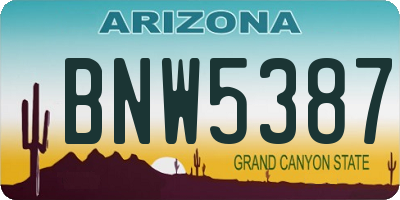AZ license plate BNW5387