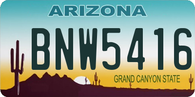 AZ license plate BNW5416
