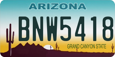 AZ license plate BNW5418
