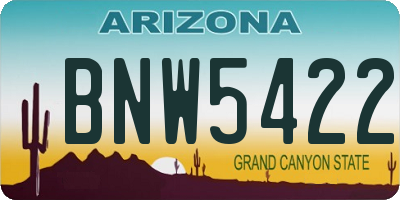 AZ license plate BNW5422