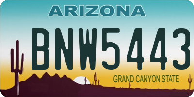 AZ license plate BNW5443