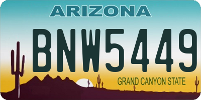 AZ license plate BNW5449