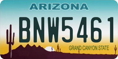 AZ license plate BNW5461