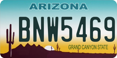 AZ license plate BNW5469