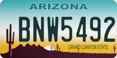 AZ license plate BNW5492