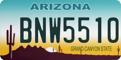 AZ license plate BNW5510