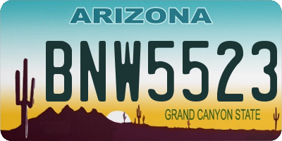 AZ license plate BNW5523