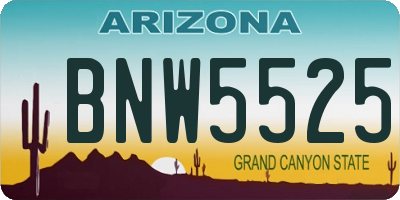 AZ license plate BNW5525