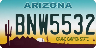 AZ license plate BNW5532