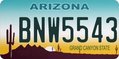 AZ license plate BNW5543