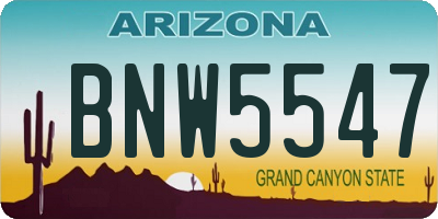 AZ license plate BNW5547