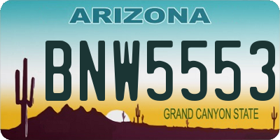 AZ license plate BNW5553