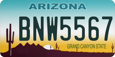 AZ license plate BNW5567