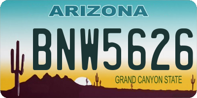 AZ license plate BNW5626