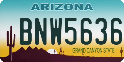 AZ license plate BNW5636