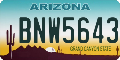 AZ license plate BNW5643
