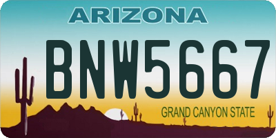 AZ license plate BNW5667
