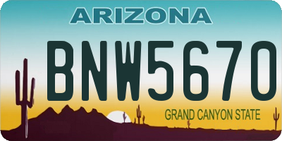 AZ license plate BNW5670