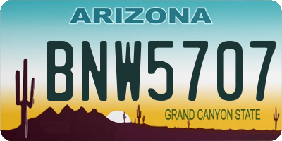 AZ license plate BNW5707