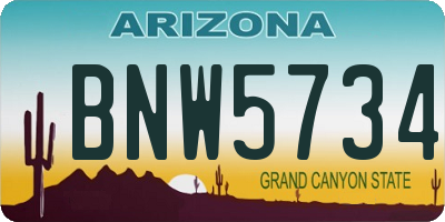 AZ license plate BNW5734