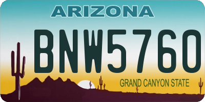 AZ license plate BNW5760