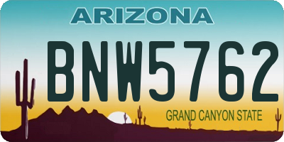 AZ license plate BNW5762