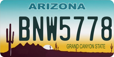AZ license plate BNW5778