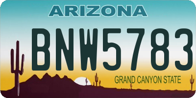 AZ license plate BNW5783