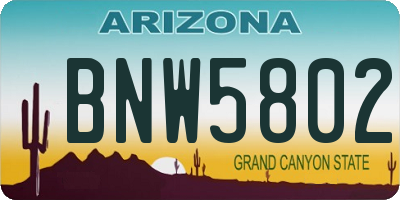 AZ license plate BNW5802