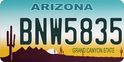 AZ license plate BNW5835