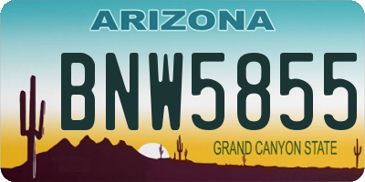 AZ license plate BNW5855