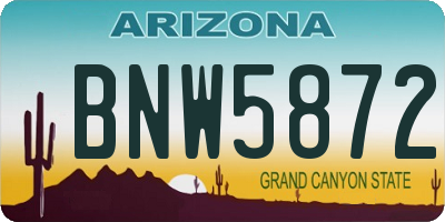 AZ license plate BNW5872