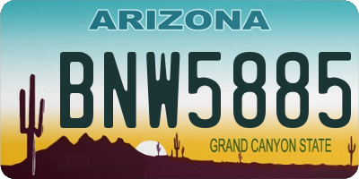 AZ license plate BNW5885