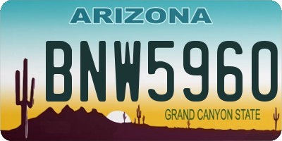 AZ license plate BNW5960