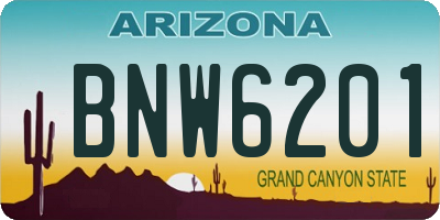 AZ license plate BNW6201