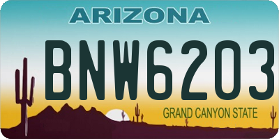 AZ license plate BNW6203
